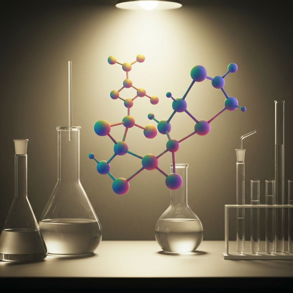 Abstraktná vedecká vizualizácia molekulárnej štruktúry reprezentujúca biologické procesy